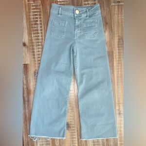 Zara Girl’s Light Blue Wide Leg Raw Hem Jeans